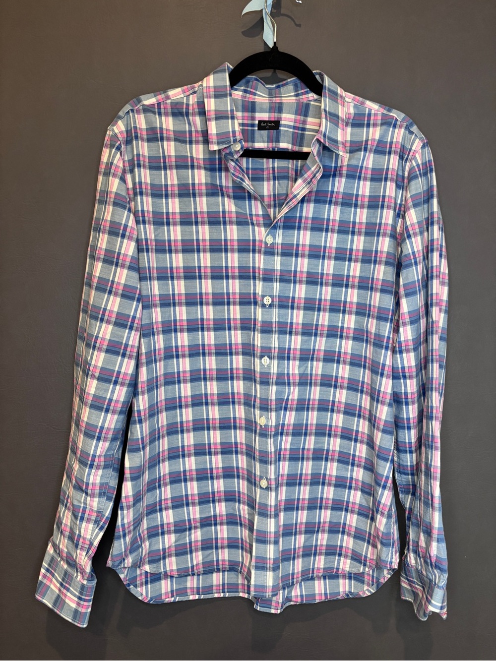 Paul Smith Men's Plaid Button-Down Shirt in Blue & Pink